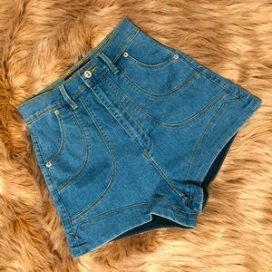 High Waist Denim Throwback Jean Shorts